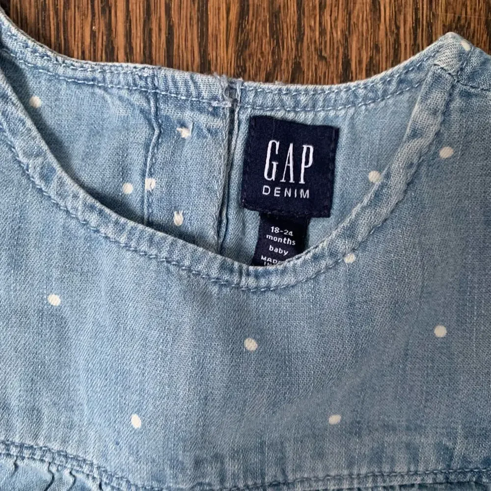 NWT Baby Gap Denim Chambray Polka Dot Romper | 18-24 Months